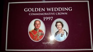 1997 United Kingdom 5 Pound Golden Wedding Silver Proof Coin photo