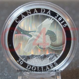 2015 Canada - Story Of Northern Lights - Raven - 1 Oz $20 Silver Hologram Coin photo