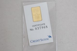 2 Gram Credit Suisse Zurich Gold Bar In Assay.  999 2 Gr Fine Fast Ship photo