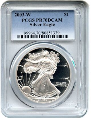 2003 - W Silver Eagle $1 Pcgs Pr 70 Dcam - American Eagle Silver Dollar Ase photo