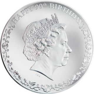 Cook Islands 2016 20$ Happy 90th Birthday Queen Elizabeth Ii 3oz Silver Coin photo