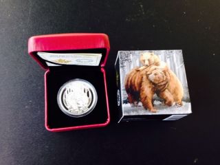 1 Oz Pure Silver Canadian Grizzly Bear Coin,  Togetherness.  999 Pure Silver photo