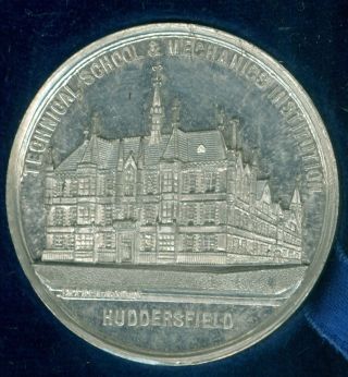 1883 British Medal Issued To Commemorate The Huddersfield Industrial Exhibition photo