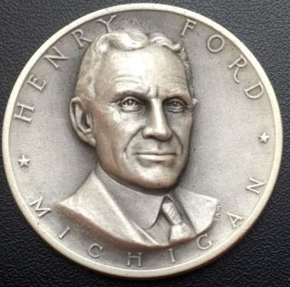 1960 ' S Henry Ford Michigan Medallic Art Co Statehood.  999 Silver Medal 23.  9g photo