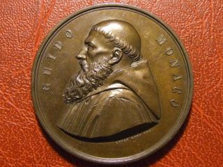 Guido Monaco Arezzo Italian Music Theorist Medieval Era Rare Medal By Luigi Gori photo