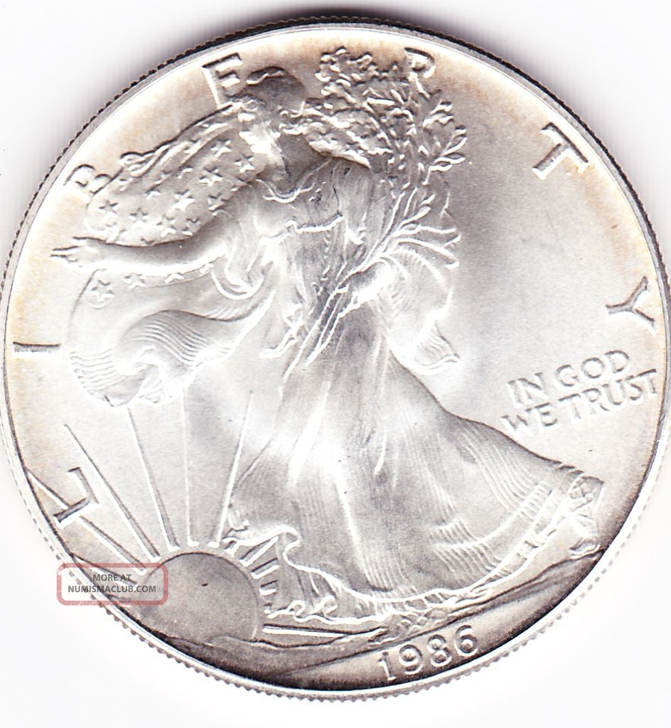 Uncirculated 1986 American Eagle 1 Oz Silver Dollar Fine Silver Silver photo