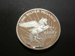 1990 Pegasus Gold Corp.  Basin Creek Mine.  999 1 Oz Silver Proof Round photo