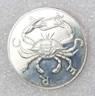 Cancer Zodiac Sign Sterling.  925 Silver Coin 27.  1 Grams photo