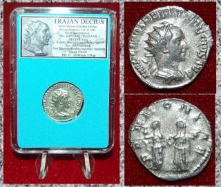 Ancient Roman Empire Coin Trajan Decius Pannonias On Reverse Silver Antoninianus photo