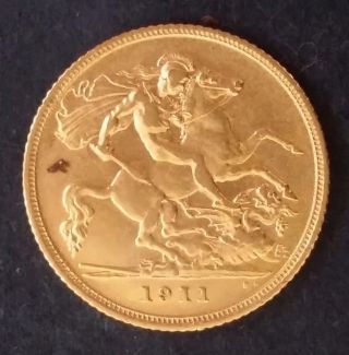 1911 Australia Half Sovereign Gold (. 916) Coin George V,  S Mintmark photo