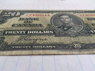 1937 Bank Of Canada $20 Twenty Dollars J/e 7486844 Coyne Towers Note photo