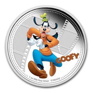 Niue 2014 $2 Disney Mickey & Friends 2014 - Goofy 1 Oz Silver Proof Coin photo