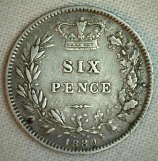 1880 Uk Silver 6 Pence Sixpence Great Britain Uk Tanner Coin Yg You Grade It photo