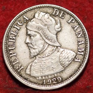 1929 Panama 2 1/2 Media Balboa Silver Foreign Coin S/h photo
