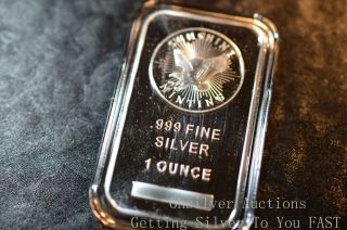 1 Oz Silver Bar,  999 Fine Silver Sunshine Design In Airtight Case photo