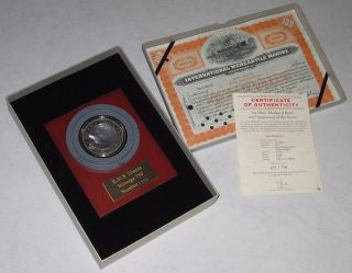Awesome $50 Titanic 100th Anniv Mother Of Pearl 5 Troz Silver Prf (2012 Fiji) Nr photo