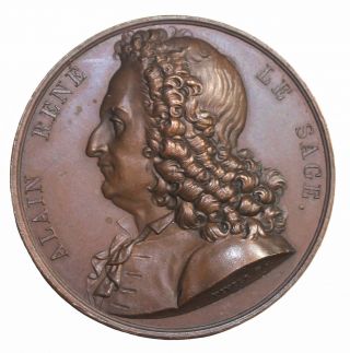 1821 France Alain Rene Le Sage Galerie Metallique Series Ae Medal By Vivier photo