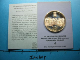 American Stock Market Exchange 50th Anniver 1972 Vintage Silver Coin photo