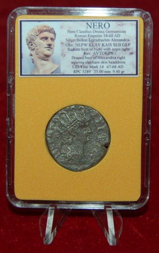 Ancient Roman Coin Nero Silver Tetradrachm Alexandria On Reverse Nero On Obverse photo