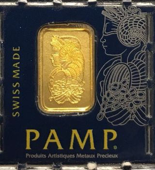 Pamp Suisse 1 Gram 9999 Fine Gold Bar In Assay Card - Swiss Made photo