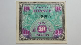 France Wwii Allied Currency 10 Francs 1944 Km 116 19 photo