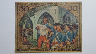 Germany Notgeld 50 Pfennig (1919) Proclamation Reading With Soldiers photo