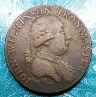 1793 Great Britain Warwickshire Wilkinson Half Penny Conder Token D&h 394 photo