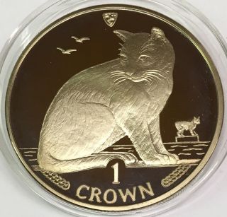 Isle Of Man Pobjoy Proof 1990 Alley Cat Crown Coin photo