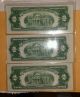 1953a 1953b & 1953c One Each Of Series $2 Red Seal Note Us Note Two Dollar Bill Small Size Notes photo 3