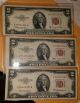 1953a 1953b & 1953c One Each Of Series $2 Red Seal Note Us Note Two Dollar Bill Small Size Notes photo 4