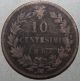 Italian 10 Centesimi Coin,  1867 Om - Km 11.  5 Italy - Vittorio Emanuele Ii Italy (1861-Now) photo 1