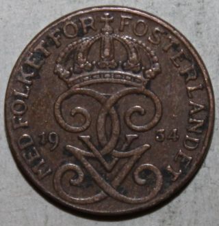 Swedish 1 Öre Coin,  1934 - Km 777.  2 - Sweden - Gustaf V - One Ore photo