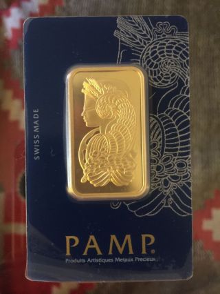 1 Oz Gold Bar Pamp Suisse Lady Fortuna In Assay Veriscan Package photo