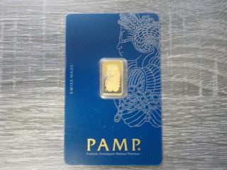 2.  5 Gram Pamp Suisse Gold Bar.  9999 Fine Solid Gold photo