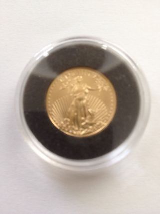 1 - 2015 1/10 Oz.  Gold American Eagle - $5.  00 Coin Encased To Protect The Coin. photo