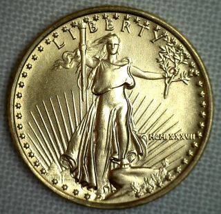 1987 1/10 Oz Gold American Eagle $5 Coin Uncirculated photo