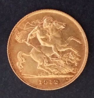 1912 Great Britain Half Sovereign Gold (. 916) Coin George V photo