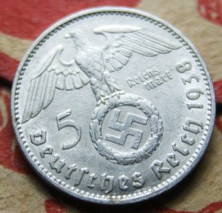 Third Reich Silver Coin 2 Reichsmark 1938 J Km 93.  1607 Ounces Pure Silver photo