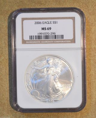 2006 1oz Silver Eagle Dollar - Ngc Slabbed Ms69 photo