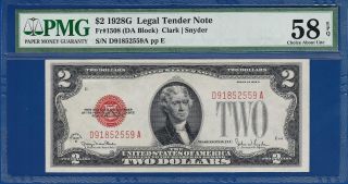 1928g $2 Legal Tender Note Red Seal - Pmg Almost Uncirculated Au 58epq - C2c photo