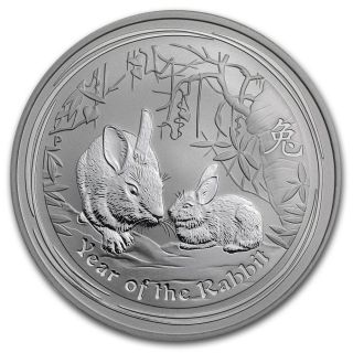 2011 Australian Lunar Ii 1 Oz.  Silver Coin Year Of The Rabbit Bu photo