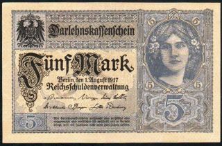 5 Mark 1917 Reichsbanknote - Series: U10077832 - 