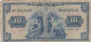 Germany Federal Republic 10 Deutsche Mark 22.  8.  1949 (p16a) photo