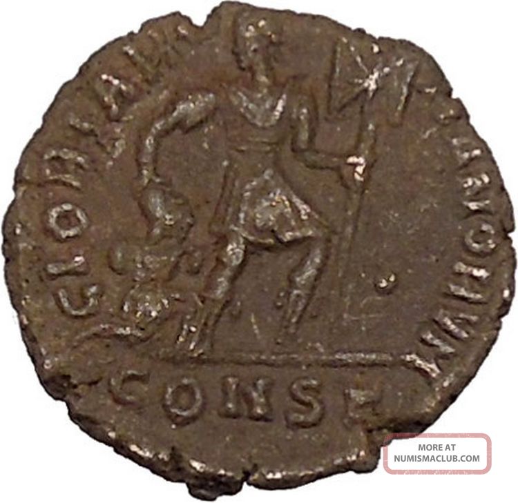 Valentinian I W Labarum 375ad Ancient Roman Coin Christ Monogram Chi - Rho I42422 Coins: Ancient photo