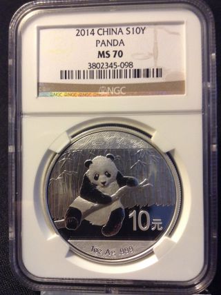 2014 Ngc S10y China Silver Panda Ms70 photo