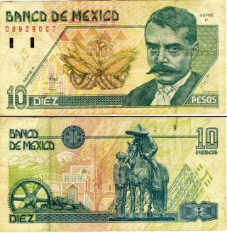 Mexico 1994 $10 Pesos Zapata Serie P (d8929027) Note photo