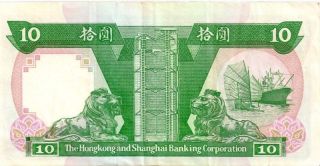 Hong Kong 1992 10 Dollar Bank Note In A Protective Sleeve photo