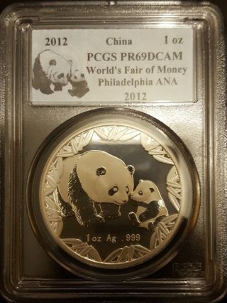 2012 China Panda Ana Philadelphia World ' S Fair Money 1 Oz Silver Medal Pcgs Pr69 photo