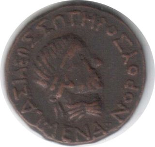 Indo - Greek Menander 155 - 130 Copper Coin 14.  79g Very Rare photo