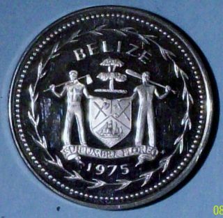 Belize 5 Cents 1975 Proof 0.  9250 Silver Coin photo
